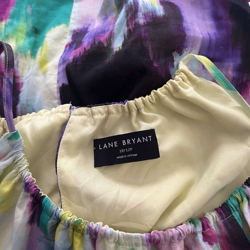 NWT 100% Cotton Lane Bryant Maxi Dress Watercolor Boho Trippy Artsy 10/12Petite - Picture 2 of 13